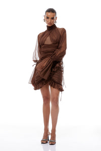 Minivestido de tul fruncido Jade Brown