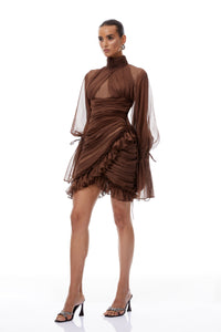 Minivestido de tul fruncido Jade Brown
