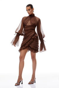 Minivestido de tul fruncido Jade Brown