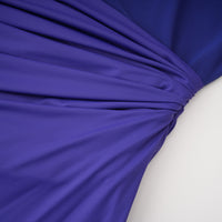Vestido largo Éva azul drapeado fruncido