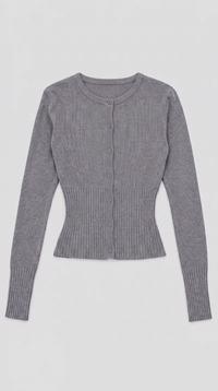 Cropped Strickjacke - Grau