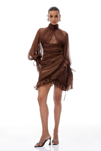 Minivestido de tul fruncido Jade Brown