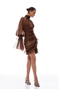 Minivestido de tul fruncido Jade Brown