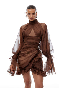 Minivestido de tul fruncido Jade Brown