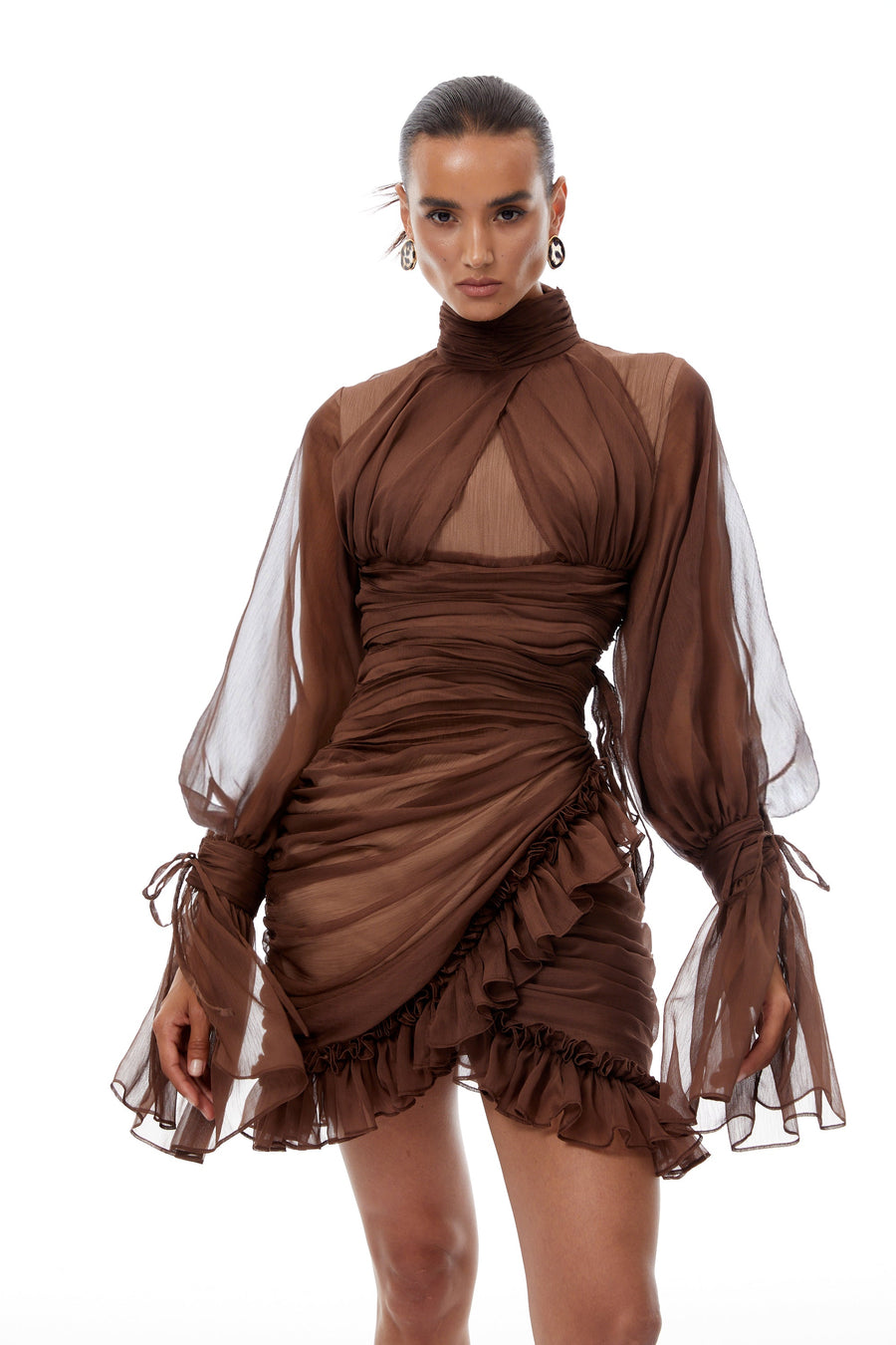 Minivestido de tul fruncido Jade Brown