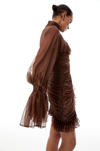 Minivestido de tul fruncido Jade Brown