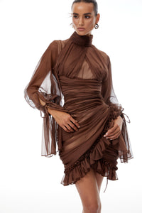 Minivestido de tul fruncido Jade Brown