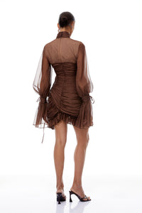 Minivestido de tul fruncido Jade Brown