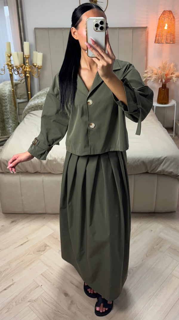 Cropped Set with Pleated Skirt