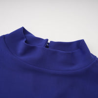 Vestido largo Éva azul drapeado fruncido