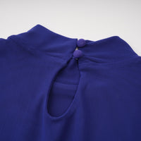 Vestido largo Éva azul drapeado fruncido