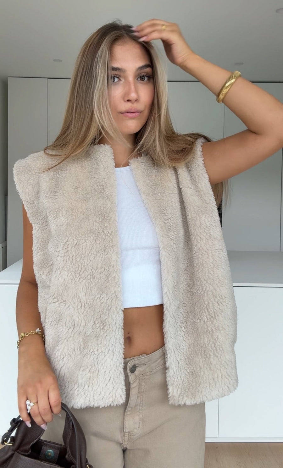 Chaleco Teddy Color Crema