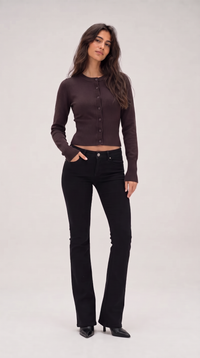 Cropped Strickjacke - Braun