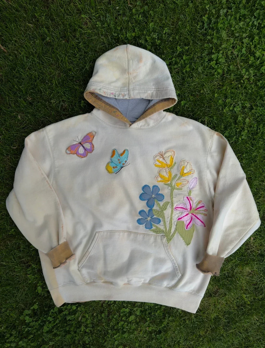 Sudadera con capucha floral