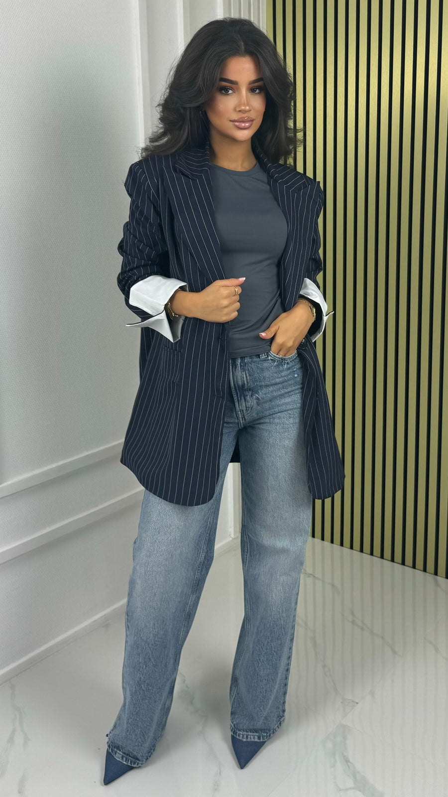 Americana oversize de rayas